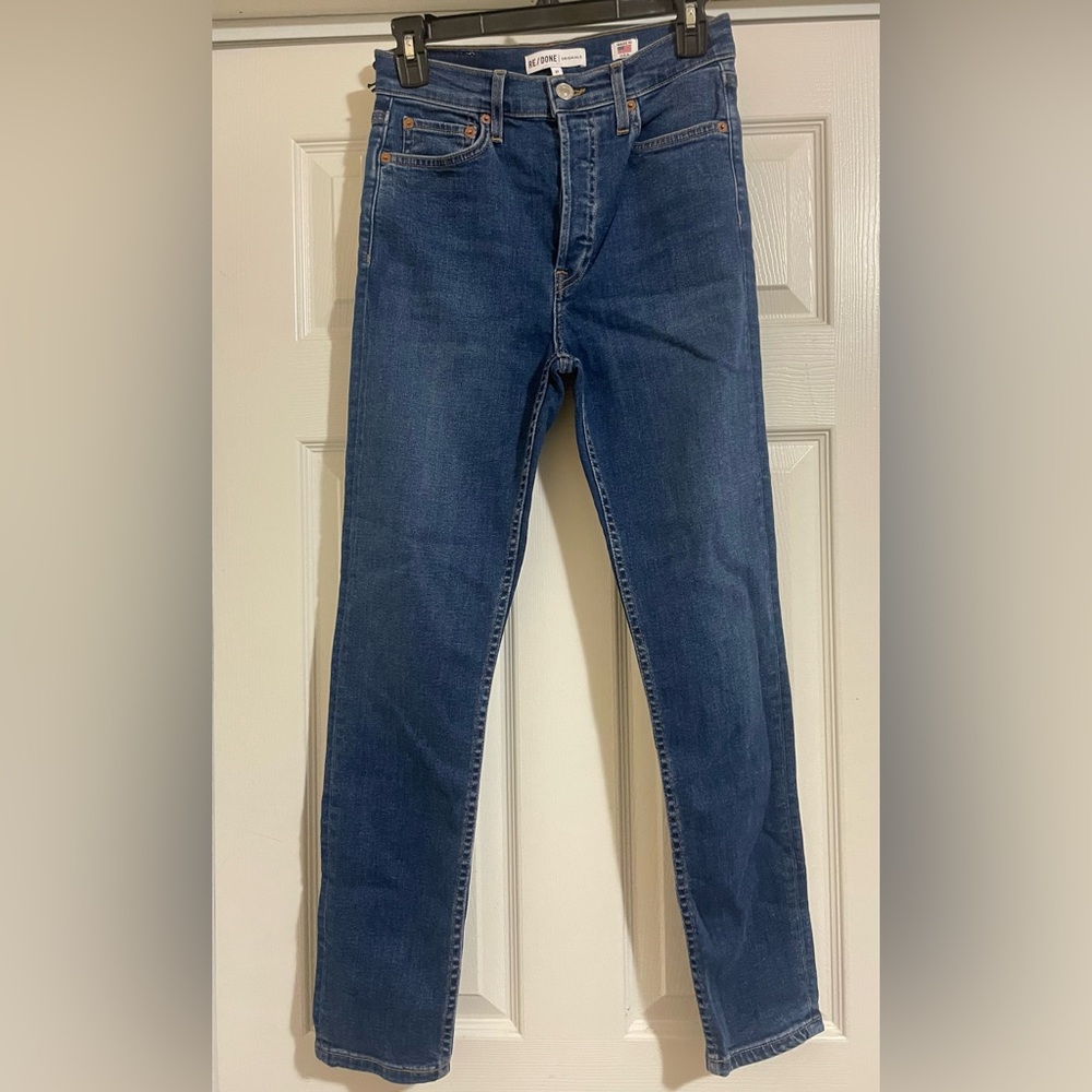 RE/DONE high rise ankle crop stretch skinny jean